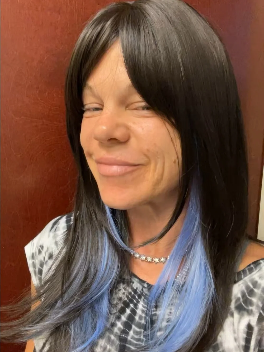 Black Wig with Blue Highlights - Women's Fashion Hair